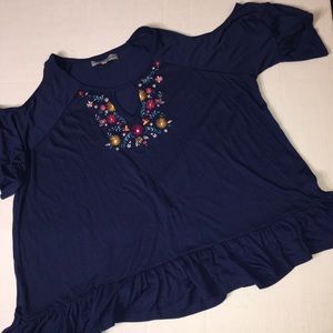 Absolutely‎ Famous 2X blue shirt keyhole
